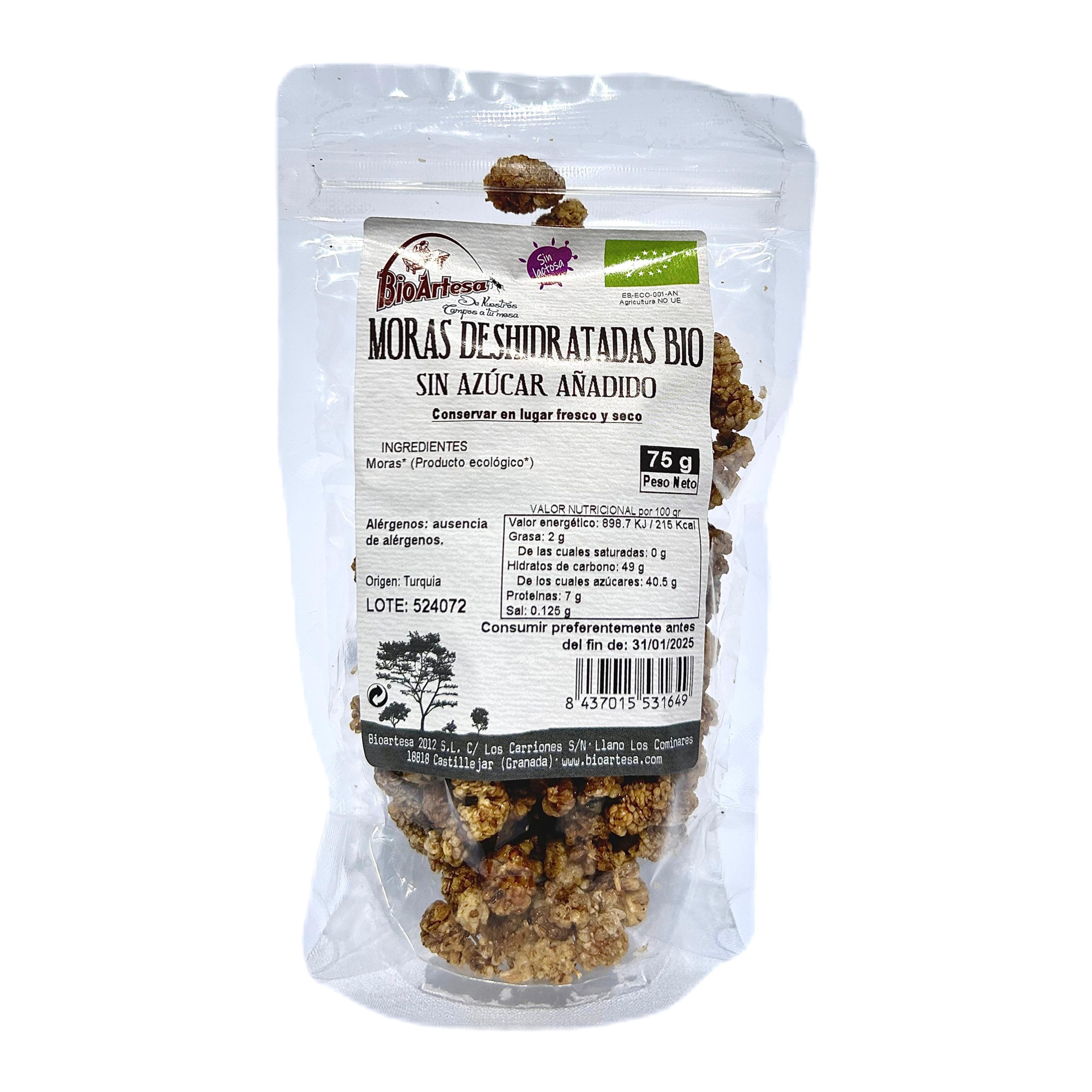 MORAS DESHIDRATADAS BIO SIN AZUCAR 75GR BIOARTESA