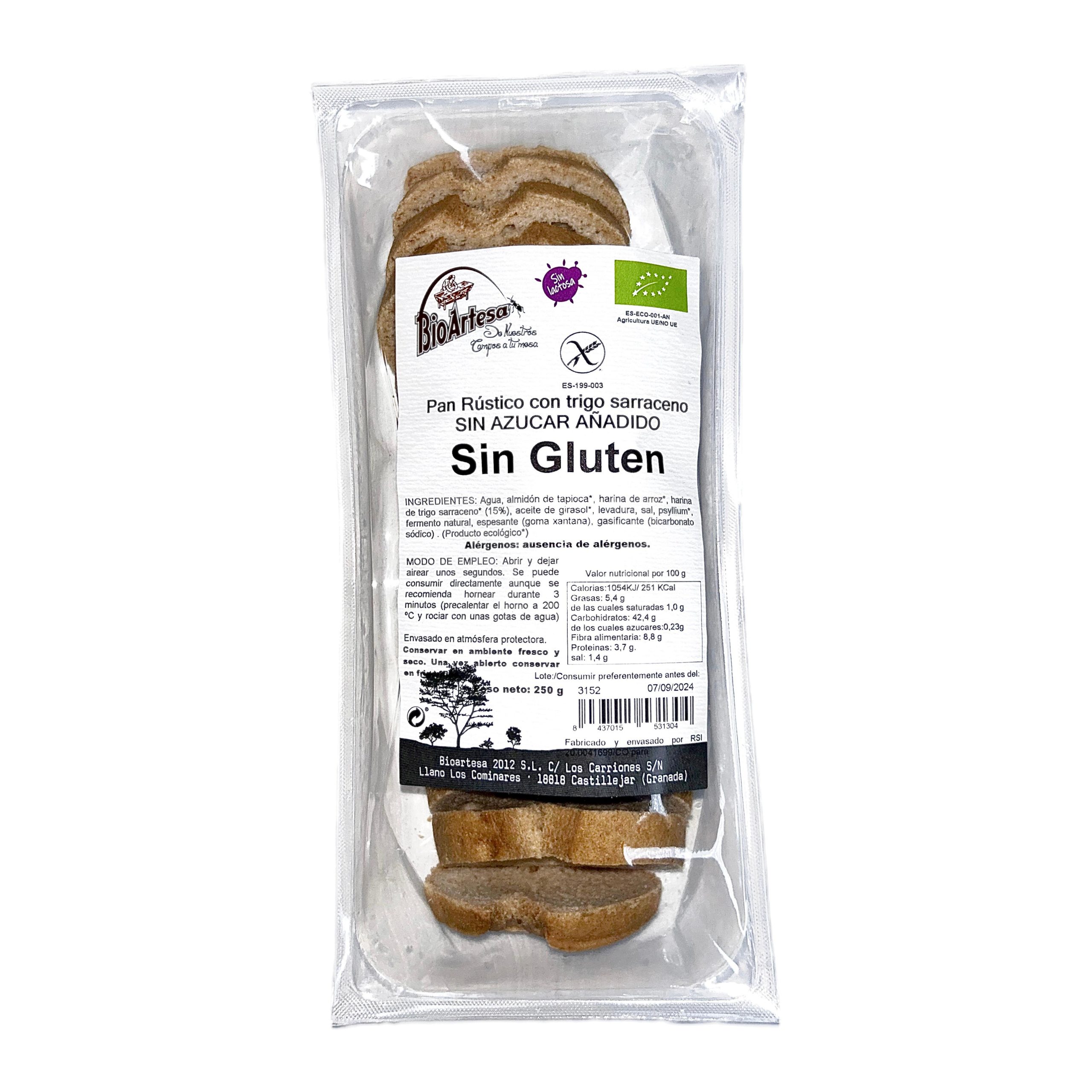 PAN RUSTICO TRIGO SARACENO 250GR. BIOARTESA