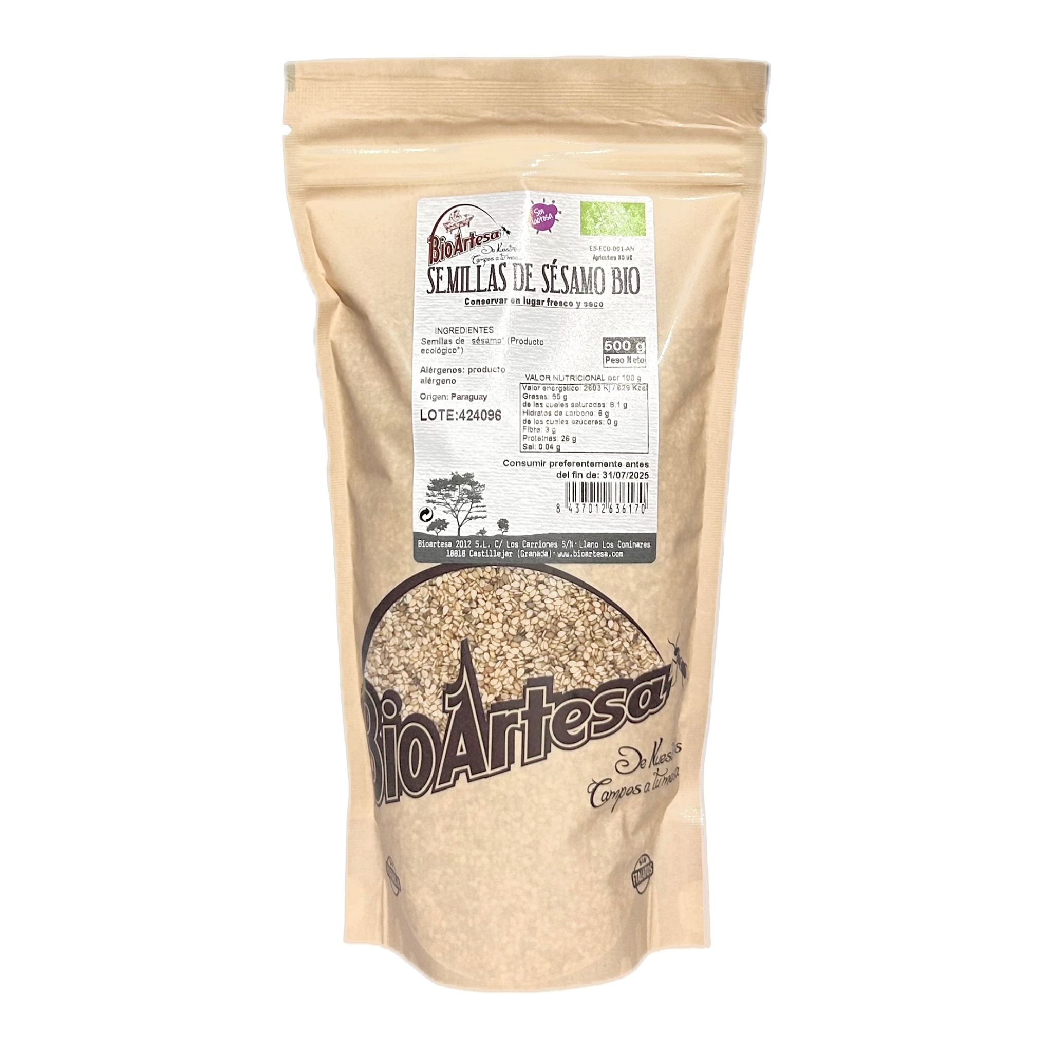 SEMILLAS DE SESAMO 500GR. BIOARTESA