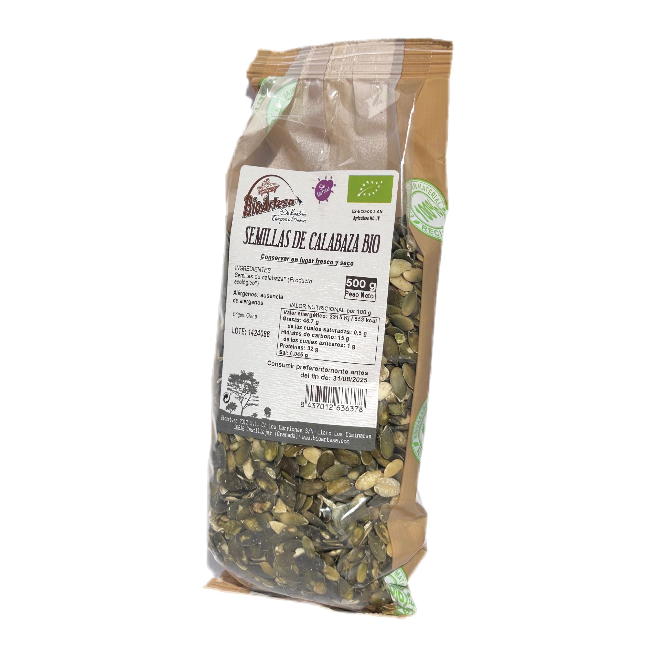 SEMILLAS DE CALABAZAS 500GR. BIOARTESA