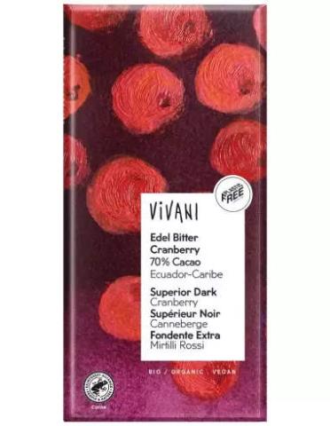 CHOCOLATE NEGRO CRANBERRY 70% VIVANI
